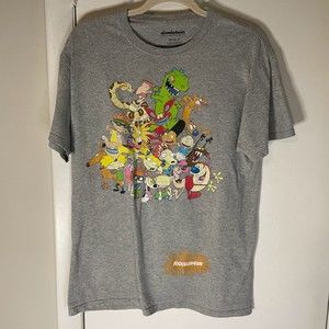 Nicktoons Gray Graphic Tee Crewneck Shirt Short Sleeve Medium